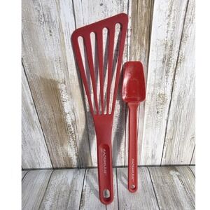 Rachael Ray Red Silicone Turner Spatula Set Kitchen Cooking Utensils